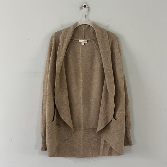 White + Warren Cashmere Open Placket Shawl Collar Tan Cardigan Sweater - Picture 1 of 5